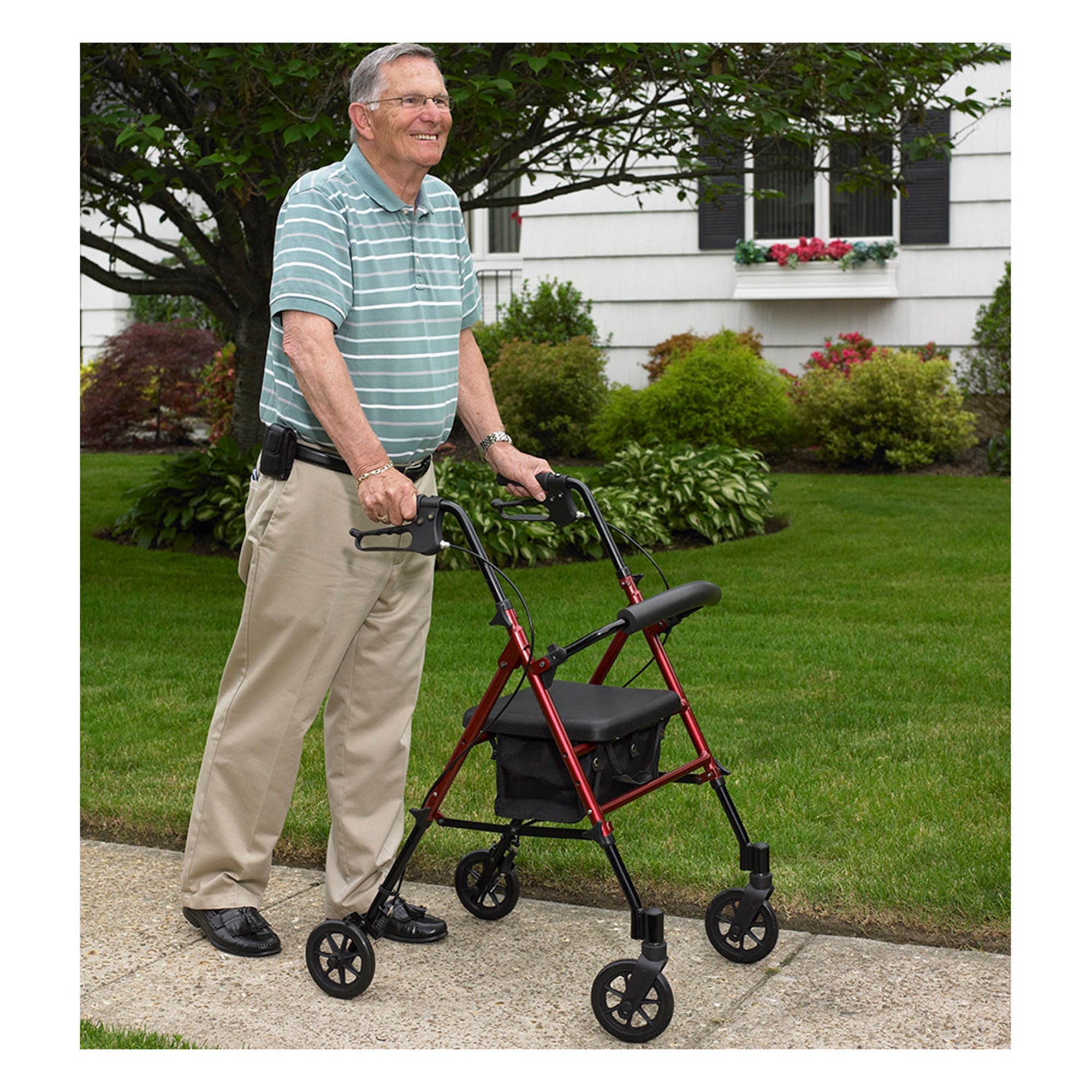 Drive Medical Adjustable Height Aluminum Frame Rollator with 6 Inch Casters, Red?? Last Day For Clearance - Image 10