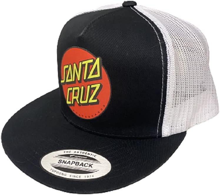SANTA CRUZ Classic Dot High Profile Mesh Trucker Hat, One Size, Black/White